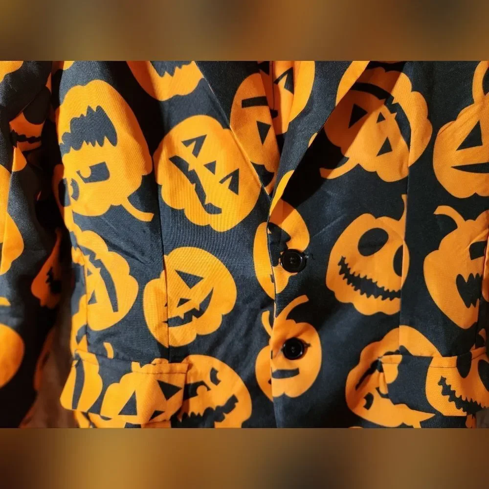 Spirit Halloween Pumpkin Suit - Black and Orange Jack-O-Lantern Big Boys